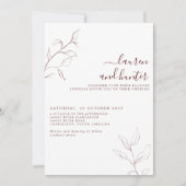 Moderne Botanische Hochzeit des Burgundy-Script-Bo Einladung (Vorderseite)