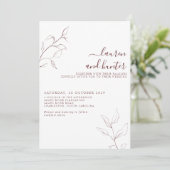 Moderne Botanische Hochzeit des Burgundy-Script-Bo Einladung (Stehend Vorderseite)