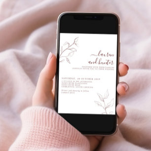 Moderne Botanische Hochzeit des Burgundy-Script-Bo Einladung