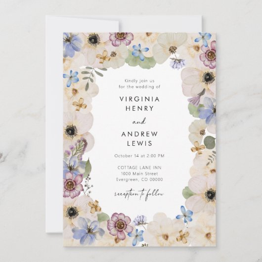 Moderne botanische Hochzeit Einladung (Vorderseite)