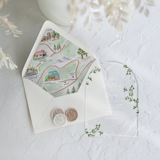 Moderne botanische Hochzeit | Glasiert Acryleinladungen