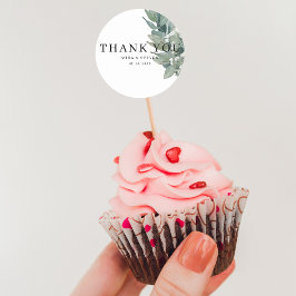 Moderne botanische Hochzeit im Grünen danke Runder Aufkleber