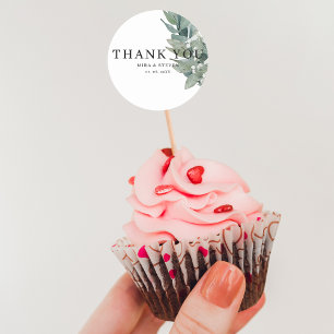 Moderne botanische Hochzeit im Grünen danke Runder Aufkleber