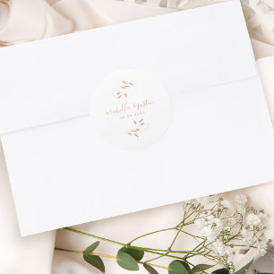 Moderne botanische Hochzeit in staubigem Rosa Runder Aufkleber