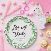 Moderne botanische Hochzeit | Liebe und Dank Pappteller (Party)