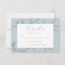 Moderne Botanische Hochzeit mit Blumen und Spatenn RSVP Karte