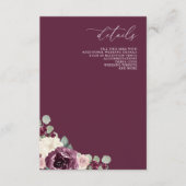 Moderne Botanische Hochzeit mit floralen Pflaumen Begleitkarte (Vorderseite)