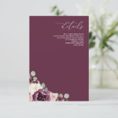 Moderne Botanische Hochzeit mit floralen Pflaumen Begleitkarte (Stehend Vorderseite)