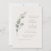 Moderne Botanische Hochzeit mit QR-Code in Salbeig Einladung (Vorderseite)