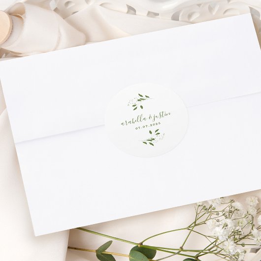Moderne Botanische Hochzeit Runder Aufkleber