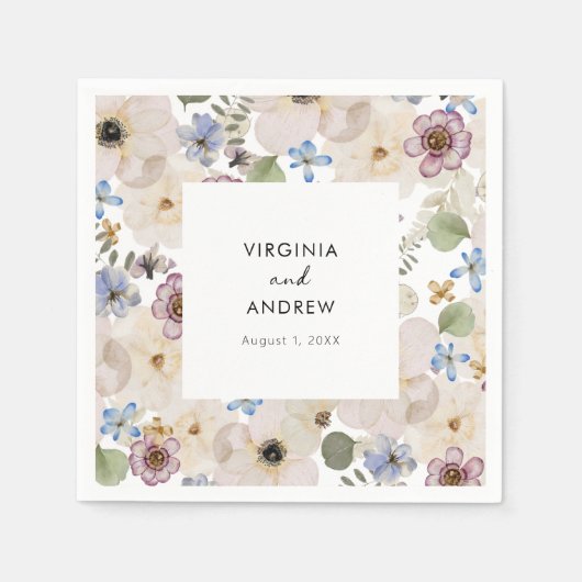 Moderne botanische Hochzeit Serviette (Vorderseite)