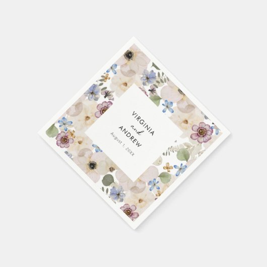 Moderne botanische Hochzeit Serviette (Ecke)