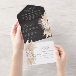 Moderne botanische Hochzeit von bohemianischem Pam All In One Einladung