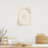 Moderne botanische Hochzeits-Willkommensschild mit Poster (Küche)