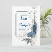 Moderne botanische Hochzeitseinladung Einladung (Stehend Vorderseite)