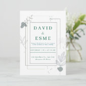 Moderne botanische Hochzeitseinladung Einladung (Stehend Vorderseite)