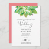 Moderne botanische Hochzeitseinladung Sukkulent Einladung (Vorne/Hinten)