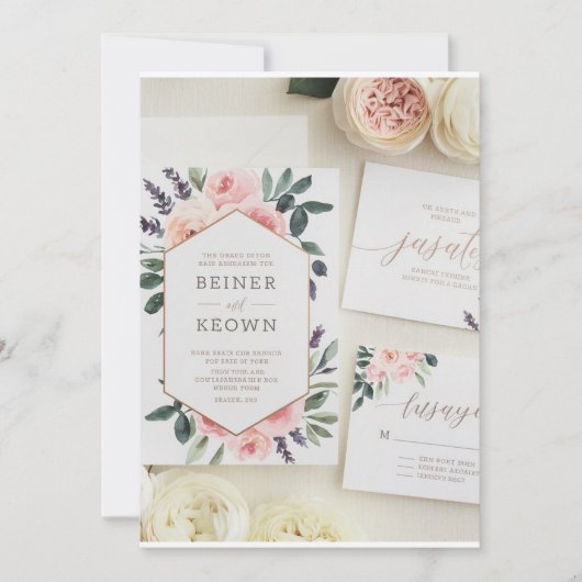 Moderne botanische Hochzeitsfeier | Einladung (Vorderseite)