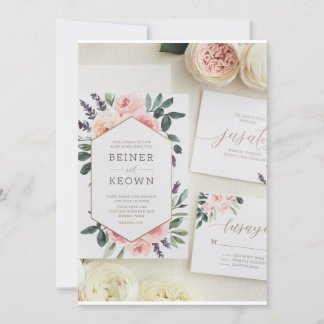 Moderne botanische Hochzeitsfeier | Einladung