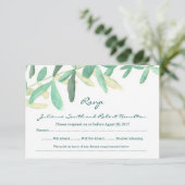 Moderne botanische Hochzeitskarte RSVP Karte (Stehend Vorderseite)