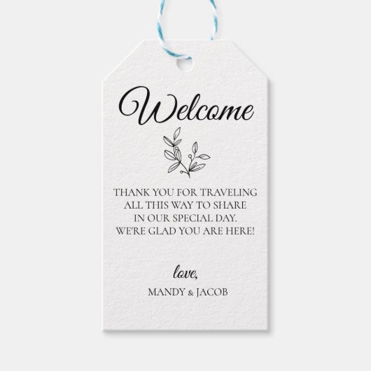 Moderne botanische Hochzeitssacktasche Geschenkanhänger (Vorderseite)