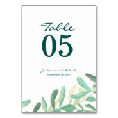 Moderne botanische Hochzeitsstiftung Tischnummer (Vorderseite)