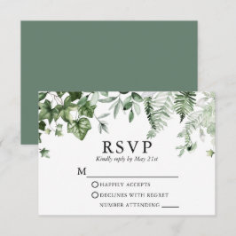 Moderne botanische Ivy Ferns Sage Green Wedding RSVP Karte