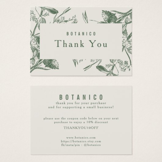 Moderne botanische Käse Creme floral Dankeschön Ka (Vorne & Hinten)