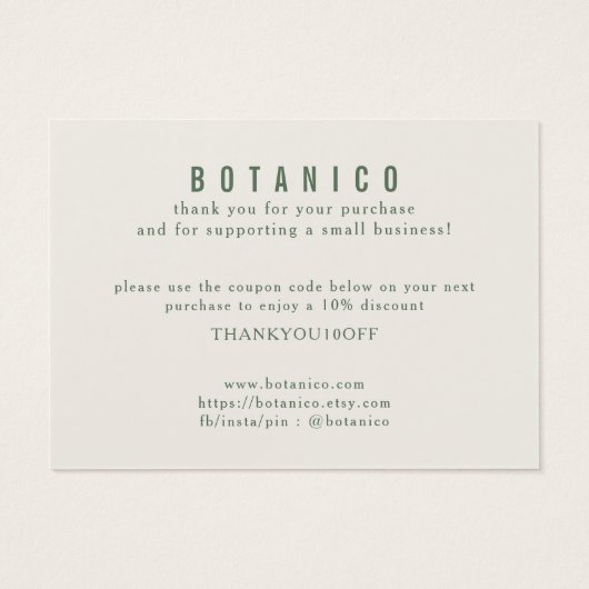 Moderne botanische Käse Creme floral Dankeschön Ka (Rückseite)