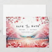 Moderne Botanische Kirschblossom Hochzeit Save The Date (Vorne/Hinten)