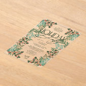 Moderne Botanische Klassische Weihnachtsfeier Acryleinladungen (Ablage )