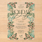 Moderne Botanische Klassische Weihnachtsfeier Acryleinladungen (Vorderseite)