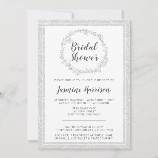 Moderne botanische Kleider Bridal Dusche Einladung (Vorderseite)