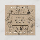 Moderne botanische Kraft Black & White-Referenzkar Quadratische Visitenkarte (Vorderseite)