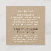 Moderne botanische Kraft Black & White-Referenzkar Quadratische Visitenkarte (Rückseite)