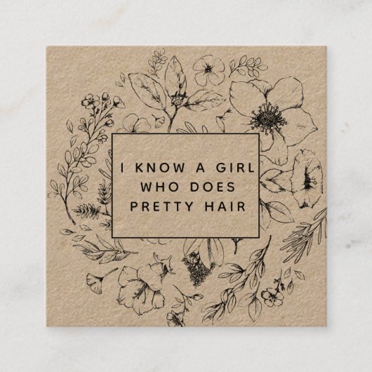 Moderne botanische Kraft- und Black-Referenzkarte Quadratische Visitenkarte (Vorderseite)