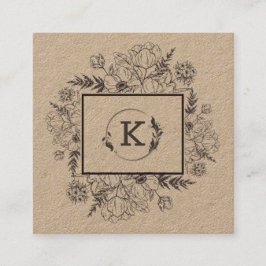 Moderne botanische Kraftpapier-Visitenkarte Quadratische Visitenkarte