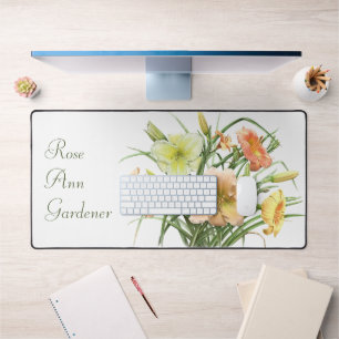 Moderne botanische Kunst der Orangefarbenen Taglil Schreibtischunterlage