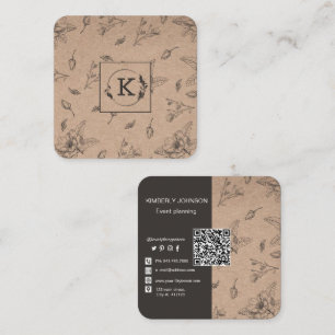 Moderne Botanische Kunsthandwerkskarte Quadratische Visitenkarte