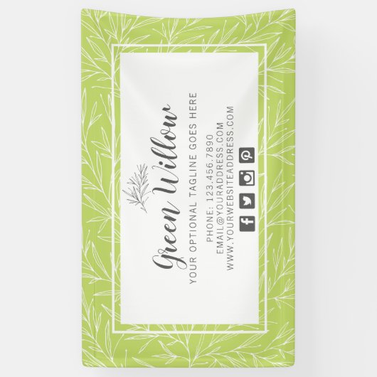 Moderne botanische Leaf Branches Grüne Minimalisti Banner (Vertikal)