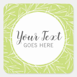 Moderne botanische Leaf Branches Grüne Minimalisti Quadratischer Aufkleber