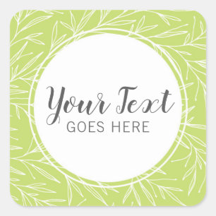 Moderne botanische Leaf Branches Grüne Minimalisti Quadratischer Aufkleber