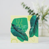 Moderne botanische Leaf Collage Save the Date Karte (Stehend Vorderseite)