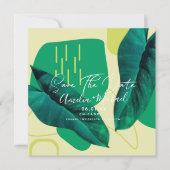 Moderne botanische Leaf Collage Save the Date Karte (Vorderseite)