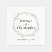 Moderne Botanische Leaf-Kranz-Hochzeit Serviette (Vorderseite)