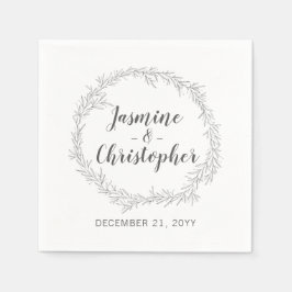 Moderne Botanische Leaf-Kranz-Hochzeit Serviette
