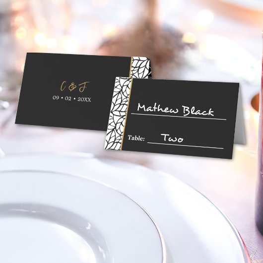 Moderne botanische Leaf-Muster-Grenze Platzkarte