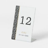 Moderne botanische Leaf-Muster-Tischnummer Sockelschild (Vorderseite)