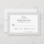 Moderne botanische Leaf Silver Wedding RSVP Card (Vorderseite)