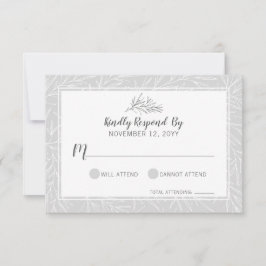 Moderne botanische Leaf Silver Wedding RSVP Card